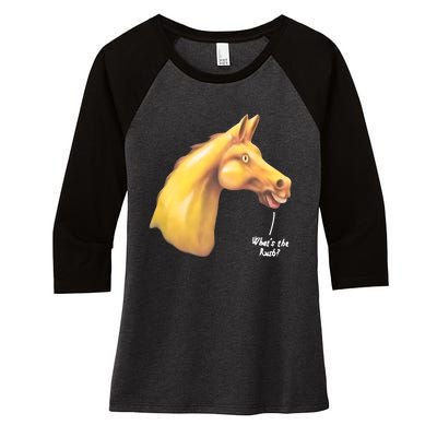 The Late Show Horse Whats The Rush Women's Tri-Blend 3/4-Sleeve Raglan Shirt