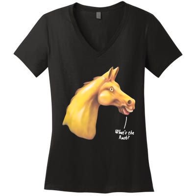 The Late Show Horse Whats The Rush Women's V-Neck T-Shirt