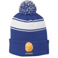 Is Potato Funny Stripe Pom Pom Beanie