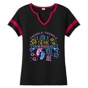 Twinkle Little Star How We Wonder What You Are Gender Reveal Gift Ladies Halftime Notch Neck Tee