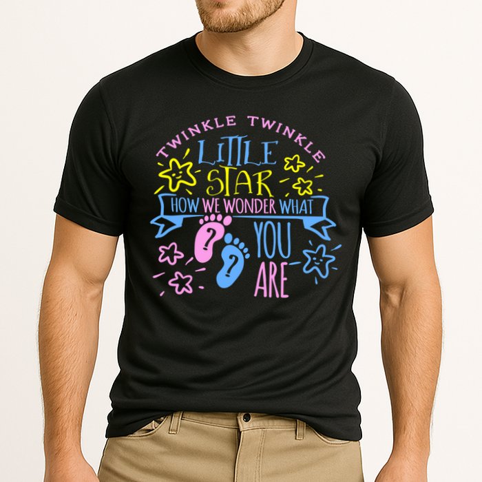 Twinkle Little Star How We Wonder What You Are Gender Reveal Gift Cooling Performance Crew T-Shirt