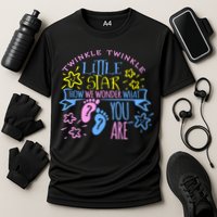 Twinkle Little Star How We Wonder What You Are Gender Reveal Gift Cooling Performance Crew T-Shirt