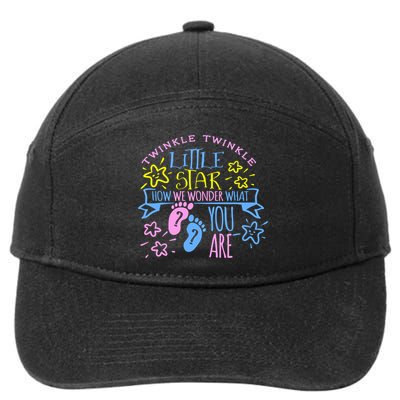 Twinkle Little Star How We Wonder What You Are Gender Reveal Gift 7-Panel Snapback Hat
