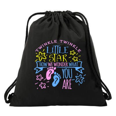 Twinkle Little Star How We Wonder What You Are Gender Reveal Gift Drawstring Bag