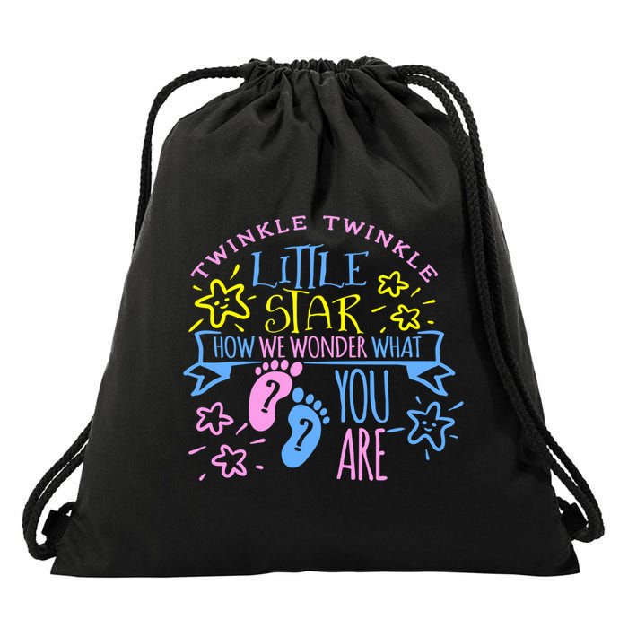 Twinkle Little Star How We Wonder What You Are Gender Reveal Gift Drawstring Bag