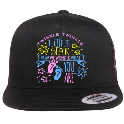 Twinkle Little Star How We Wonder What You Are Gender Reveal Gift Flatbill Hat