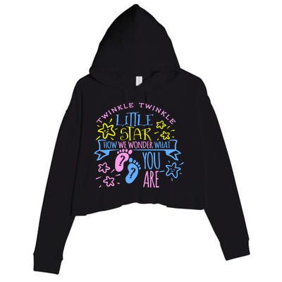 Twinkle Little Star How We Wonder What You Are Gender Reveal Gift Crop Fleece Hoodie