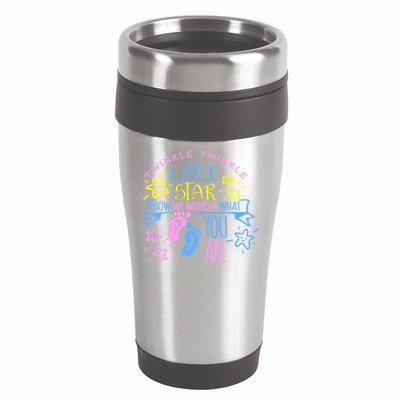 Twinkle Little Star How We Wonder What You Are Gender Reveal Gift 16oz Travel Tumbler
