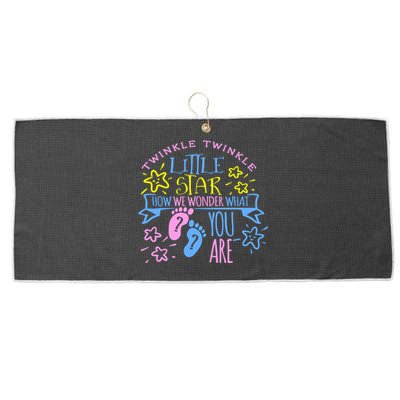 Twinkle Little Star How We Wonder What You Are Gender Reveal Gift Large Microfiber Waffle Golf Towel