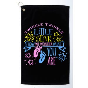 Twinkle Little Star How We Wonder What You Are Gender Reveal Gift Platinum Collection Golf Towel