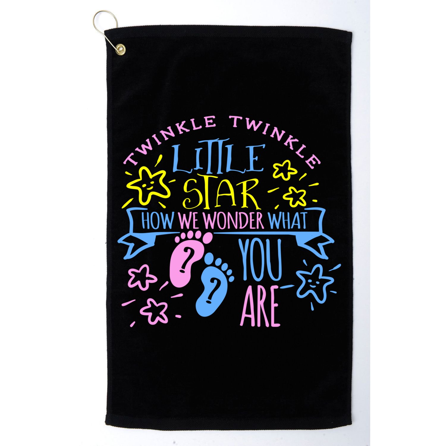 Twinkle Little Star How We Wonder What You Are Gender Reveal Gift Golf Towel