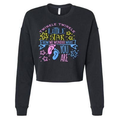 Twinkle Little Star How We Wonder What You Are Gender Reveal Gift Cropped Pullover Crew