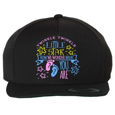 Twinkle Little Star How We Wonder What You Are Gender Reveal Gift Wool Snapback Cap