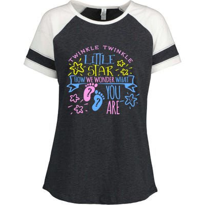 Twinkle Little Star How We Wonder What You Are Gender Reveal Gift Enza Ladies Jersey Colorblock Tee