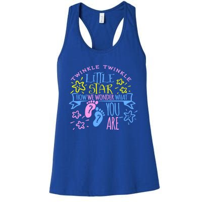 Twinkle Little Star How We Wonder What You Are Gender Reveal Gift Women's Racerback Tank