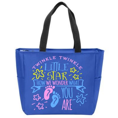 Twinkle Little Star How We Wonder What You Are Gender Reveal Gift Zip Tote Bag