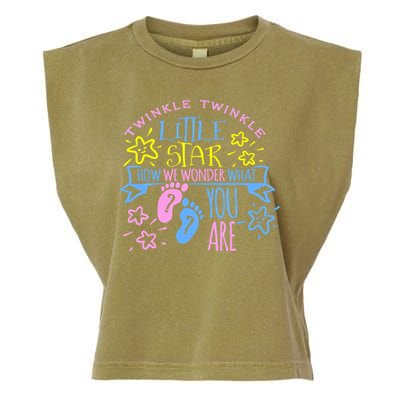 Twinkle Little Star How We Wonder What You Are Gender Reveal Gift Garment-Dyed Women's Muscle Tee
