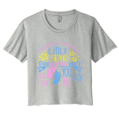 Twinkle Little Star How We Wonder What You Are Gender Reveal Gift Women's Crop Top Tee