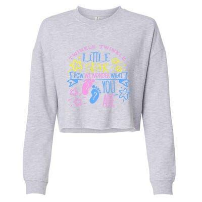 Twinkle Little Star How We Wonder What You Are Gender Reveal Gift Cropped Pullover Crew