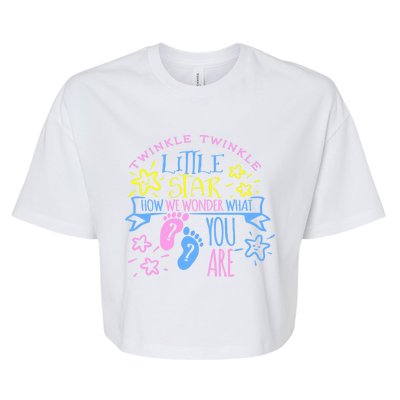 Twinkle Little Star How We Wonder What You Are Gender Reveal Gift Bella+Canvas Jersey Crop Tee