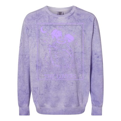 The Lovers Skeleton Tarot Card VI Vintage Halloween Colorblast Crewneck Sweatshirt