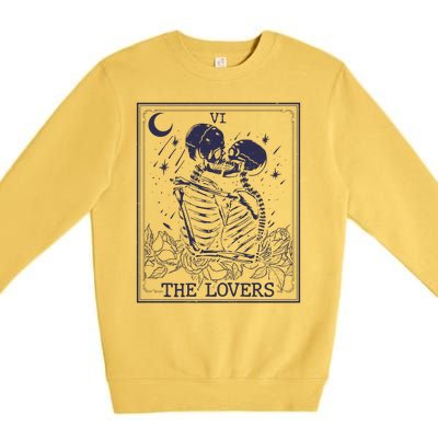 The Lovers Skeleton Tarot Card VI Vintage Halloween Premium Crewneck Sweatshirt