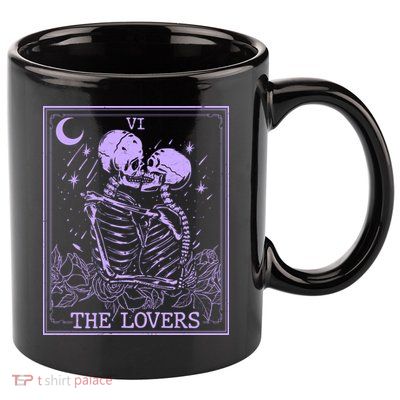 The Lovers Skeleton Tarot Card VI Vintage Halloween 11oz C Handle Ceramic Mug