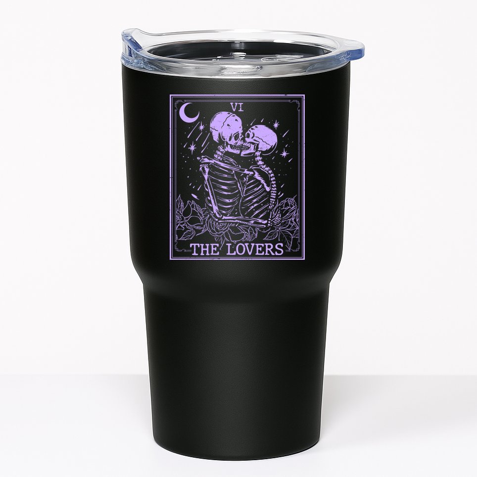 The Lovers Skeleton Tarot Card VI Vintage Halloween Tumbler