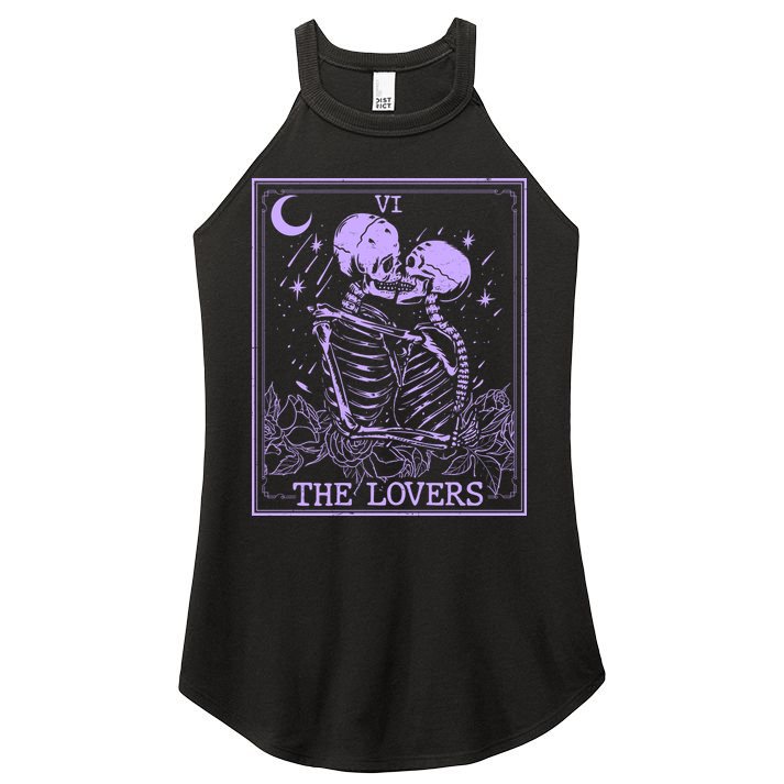 The Lovers Skeleton Tarot Card VI Vintage Halloween Women's Perfect Tri Rocker Tank