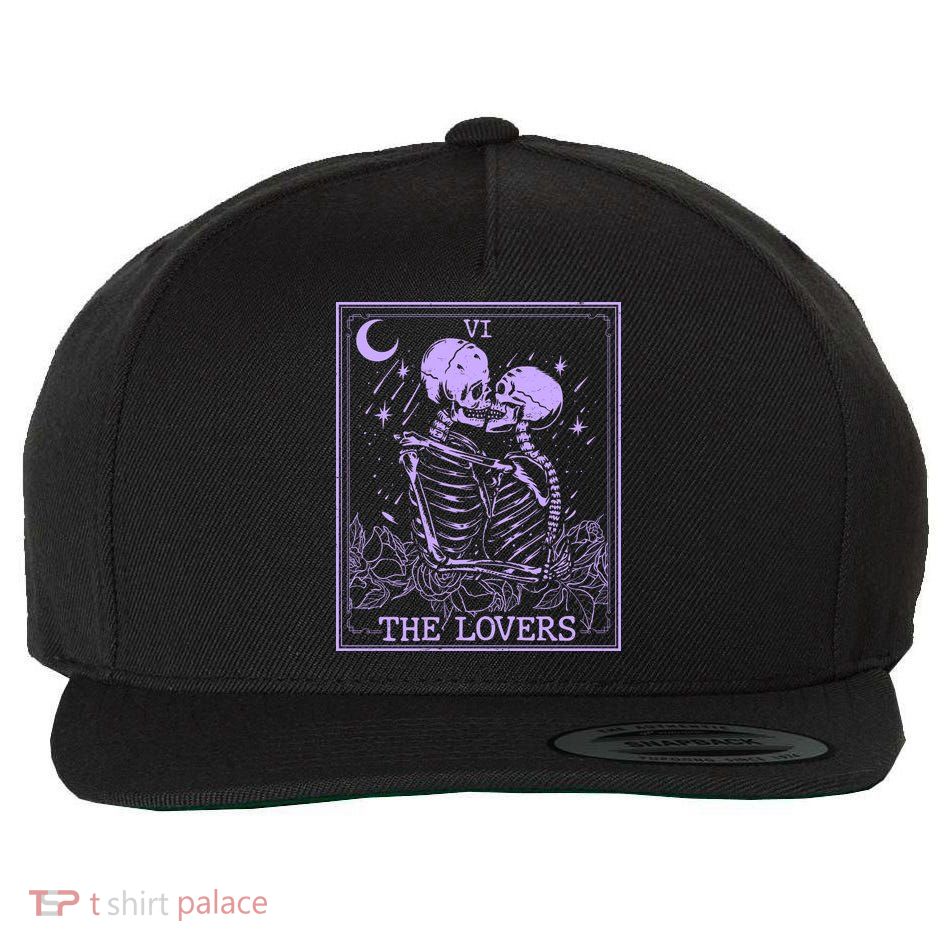 The Lovers Skeleton Tarot Card VI Vintage Halloween Wool Snapback Cap