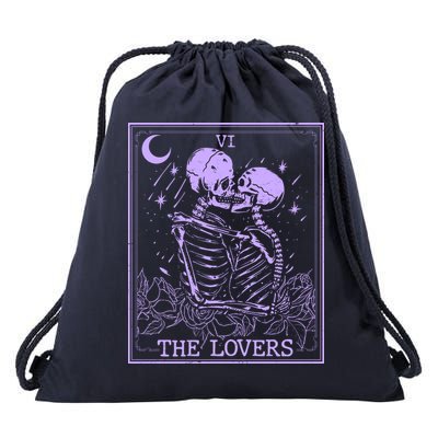 The Lovers Skeleton Tarot Card VI Vintage Halloween Drawstring Bag