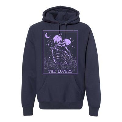 The Lovers Skeleton Tarot Card VI Vintage Halloween Premium Hoodie