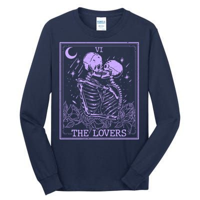 The Lovers Skeleton Tarot Card VI Vintage Halloween Tall Long Sleeve T-Shirt