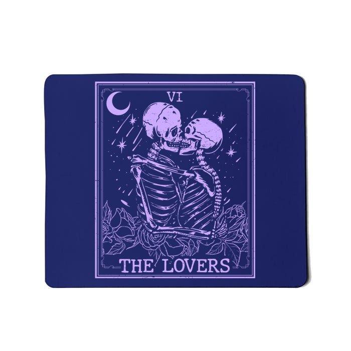 The Lovers Skeleton Tarot Card VI Vintage Halloween Mousepad