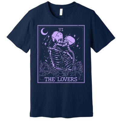 The Lovers Skeleton Tarot Card VI Vintage Halloween Premium T-Shirt