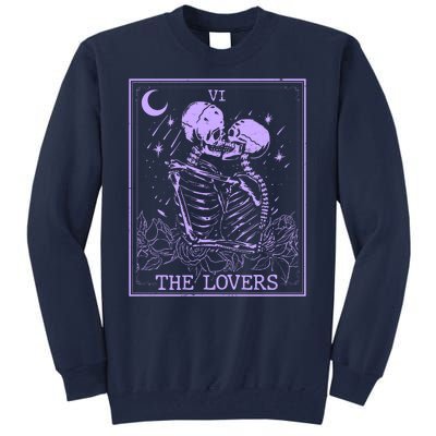 The Lovers Skeleton Tarot Card VI Vintage Halloween Tall Sweatshirt