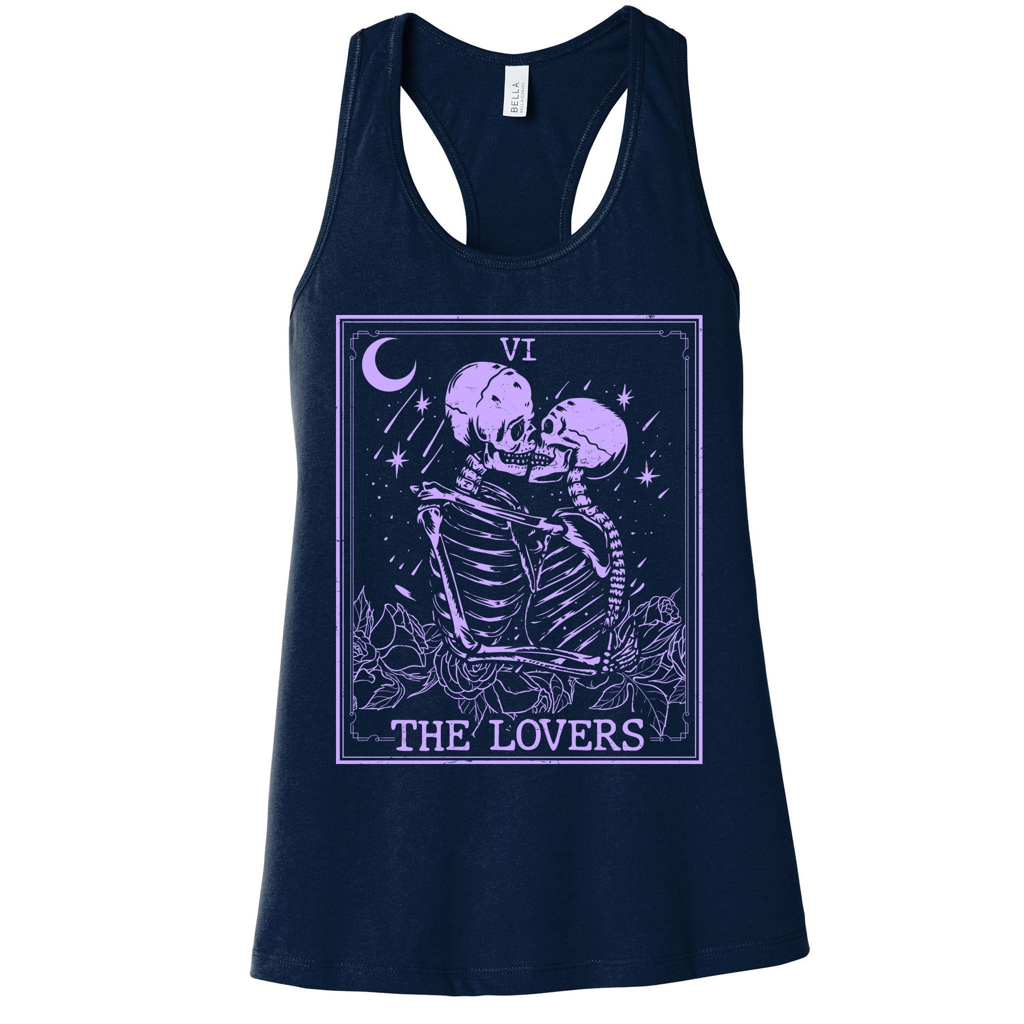 The Lovers Skeleton Tarot Card VI Vintage Halloween Womens Tank Top