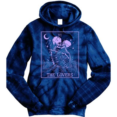 The Lovers Skeleton Tarot Card VI Vintage Halloween Tie Dye Hoodie