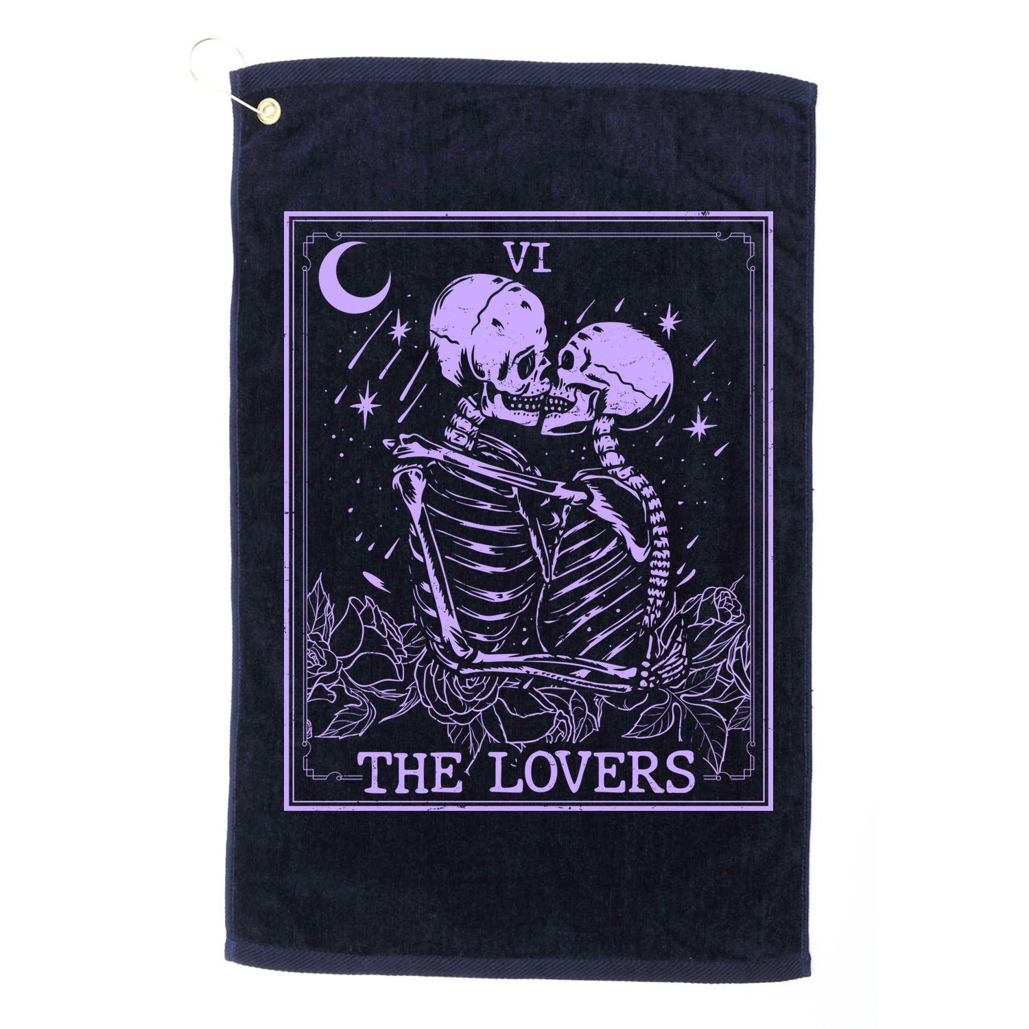 The Lovers Skeleton Tarot Card VI Vintage Halloween Golf Towel