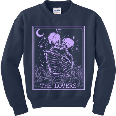 The Lovers Skeleton Tarot Card VI Vintage Halloween Kids Sweatshirt