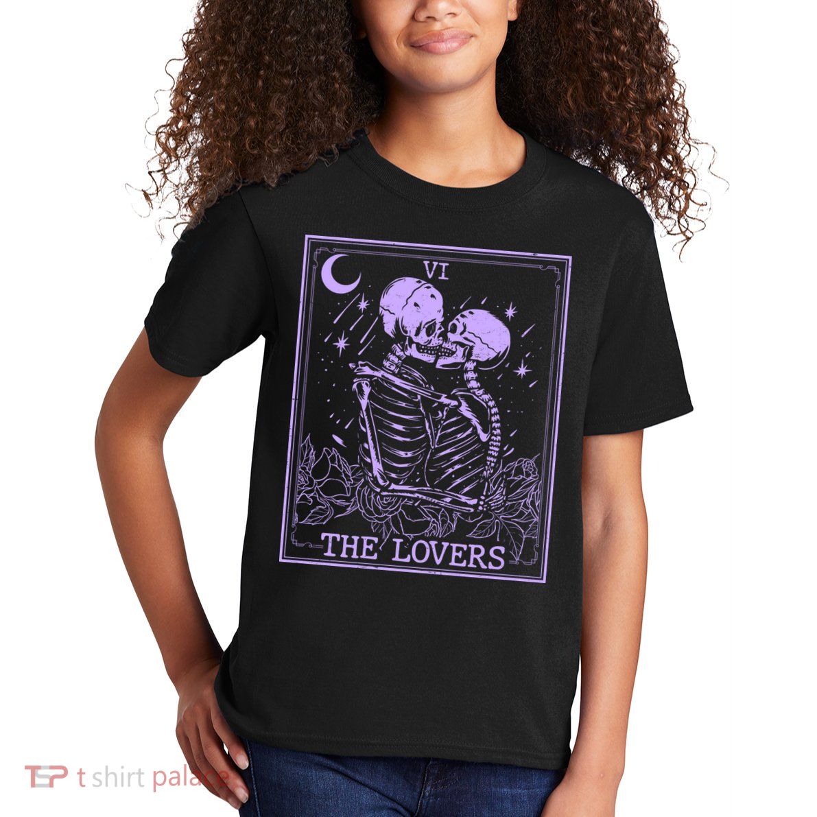 The Lovers Skeleton Tarot Card VI Vintage Halloween Kids T-Shirt