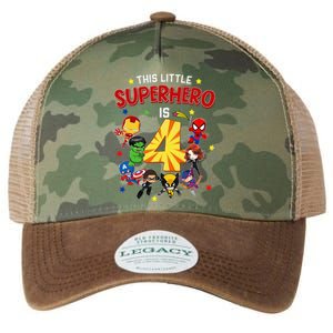 This Little Superhero Is 4 Birthday Superhero 4 Year Old Boy Legacy Tie Dye Trucker Hat