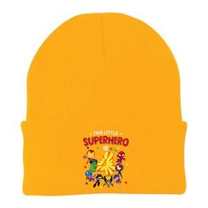 This Little Superhero Is 4 Birthday Superhero 4 Year Old Boy Knit Cap Winter Beanie