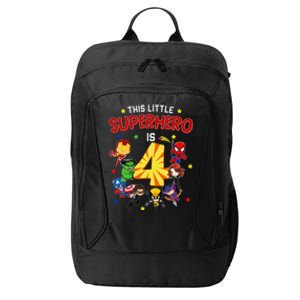 This Little Superhero Is 4 Birthday Superhero 4 Year Old Boy City Backpack