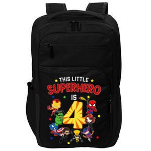 This Little Superhero Is 4 Birthday Superhero 4 Year Old Boy Impact Tech Backpack