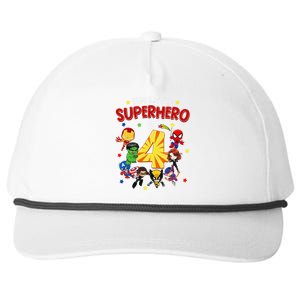 This Little Superhero Is 4 Birthday Superhero 4 Year Old Boy Snapback Five-Panel Rope Hat