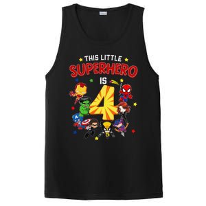 This Little Superhero Is 4 Birthday Superhero 4 Year Old Boy PosiCharge Competitor Tank