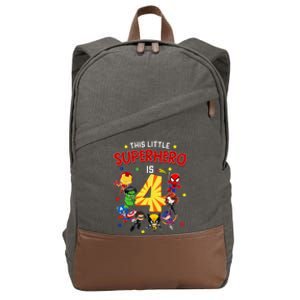 This Little Superhero Is 4 Birthday Superhero 4 Year Old Boy Cotton Canvas Backpack