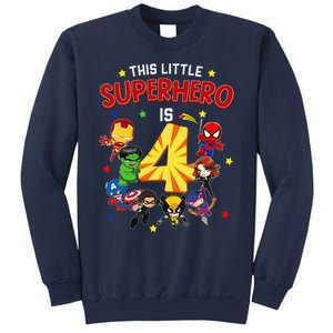 This Little Superhero Is 4 Birthday Superhero 4 Year Old Boy Sweatshirt