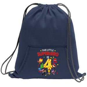 This Little Superhero Is 4 Birthday Superhero 4 Year Old Boy Sweatshirt Cinch Pack Bag